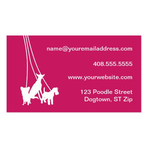 Dog Walker (hot pink) Business Card (back side)