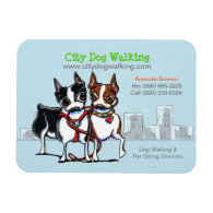 Dog Walker Pet Business City Boston Blue Vinyl Magnet