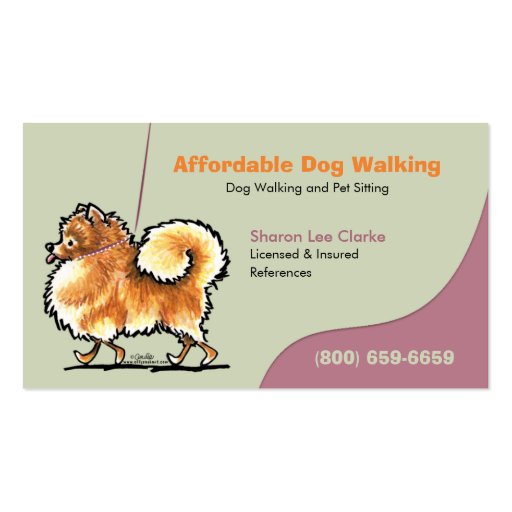Dog Walker Pet Business Pomeranian Business Card Template (front side)