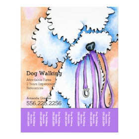 Dog Walker Poodle Purple Personalized Tear Sheet Flyer Design