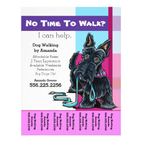 Dog Walker Scottie Plaid Personalized Tear Sheet Flyer