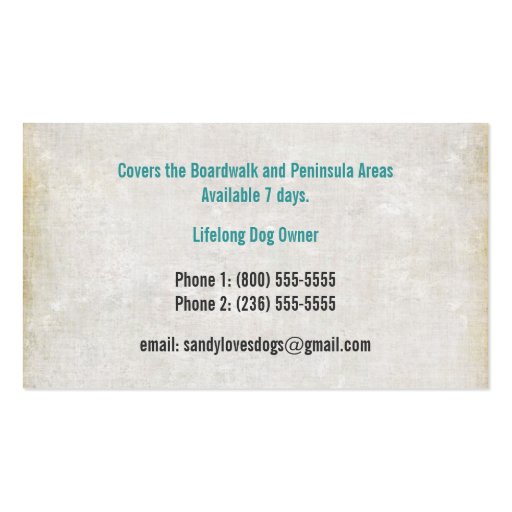 Dog Walker Walking Pet Sitting Services Business Business Card Template (back side)