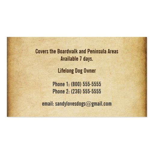 Dog Walker Walking Pet Sitting Services Business Business Card Templates (back side)