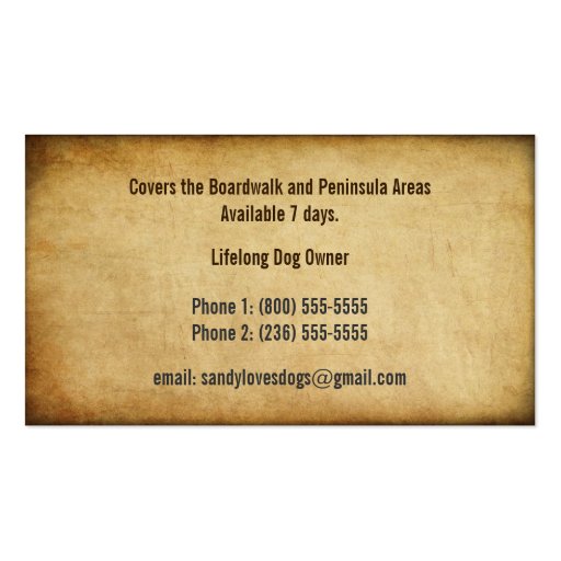 Dog Walker Walking Pet Sitting Services Business Business Cards (back side)