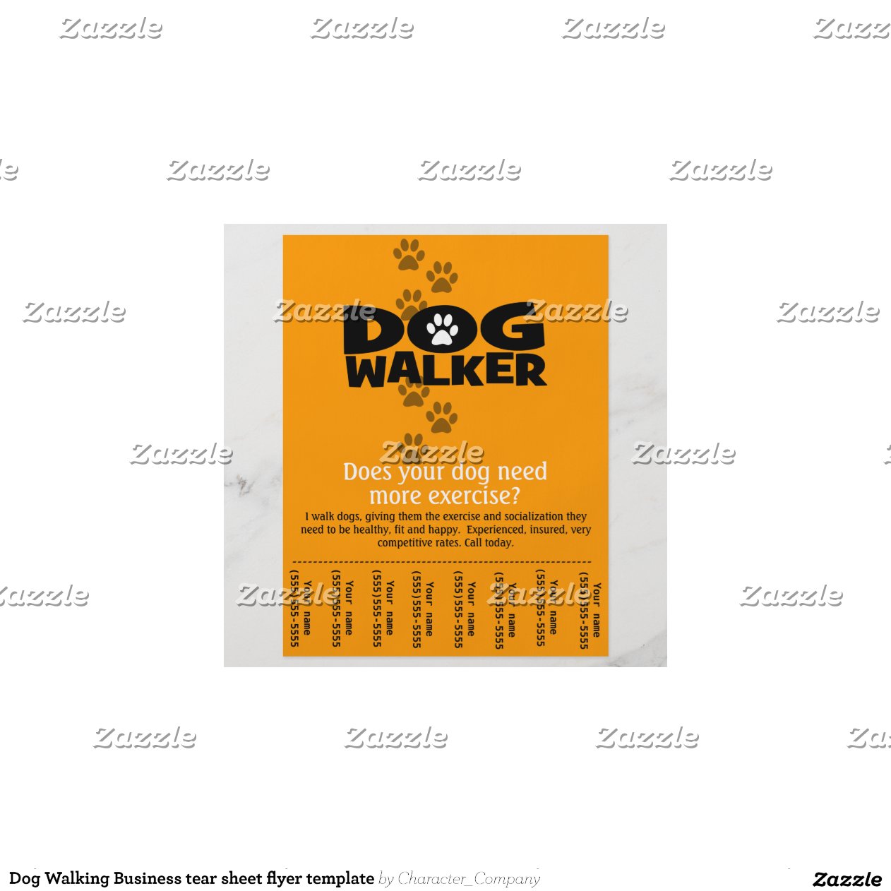 Dog Walking Business tear sheet flyer template Zazzle