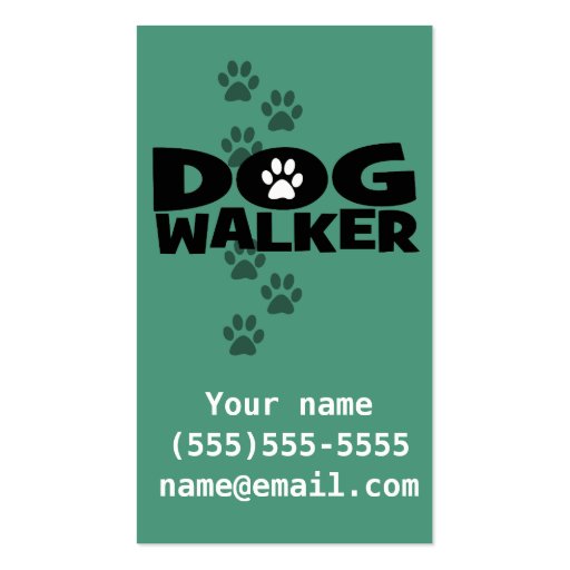 Dog Walking. Dog walker business card. teal (front side)