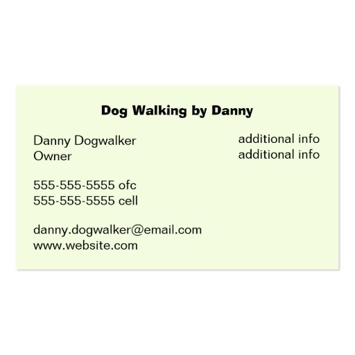 Dog Walking Services Business Cards (back side)