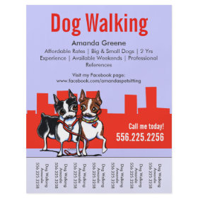 Dog Walking Walker Boston Terriers Tear Sheet Flyer Design