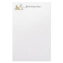 Dog walks man stationery