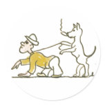 Dog walks man round stickers