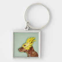Dog wearing mask key chains