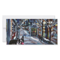 Dog Winter Xmas holiday scene photo cards