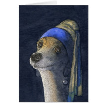 Dog with a pearl earring card