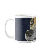 Dog with a pearl earring coffee mugs