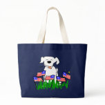 Dog with Flags July 4th Gifts Canvas Bags