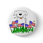 Dog with Flags July 4th Gifts Pin