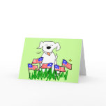 Dog with Flags July 4th Gifts Greeting Cards