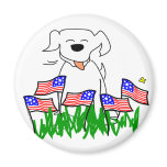 Dog with Flags July 4th Gifts Refrigerator Magnets