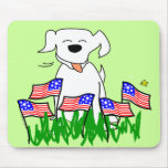 Dog with Flags July 4th Gifts Mouse Pad