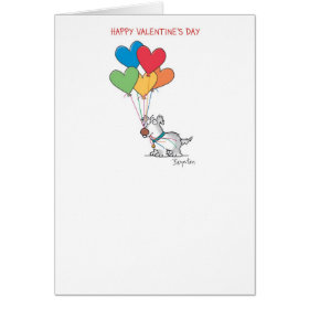 DOG WITH HEART BALLOONS Valentines by Boynton Greeting Card