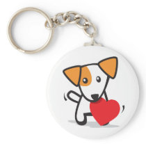 dog with heart keychains