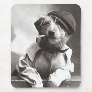 Dog With Pipe and Hat mousepad