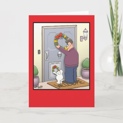 Dog Wreath Funny Christmas Card