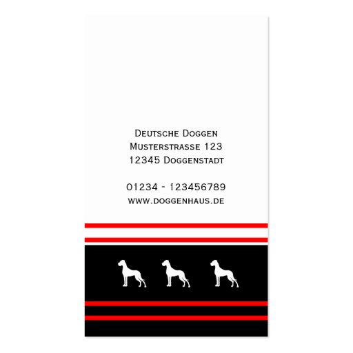 Doggen visiting cards business card templates (back side)