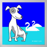 Doggie And Two Swan Poster posters