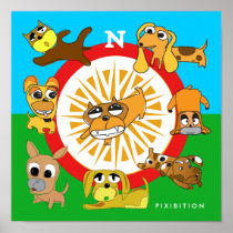 Doggie Compass Poster
