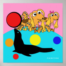 Doggie Family At Sea World Poster