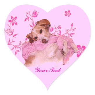 Doggie in Pink Heart Sticker sticker