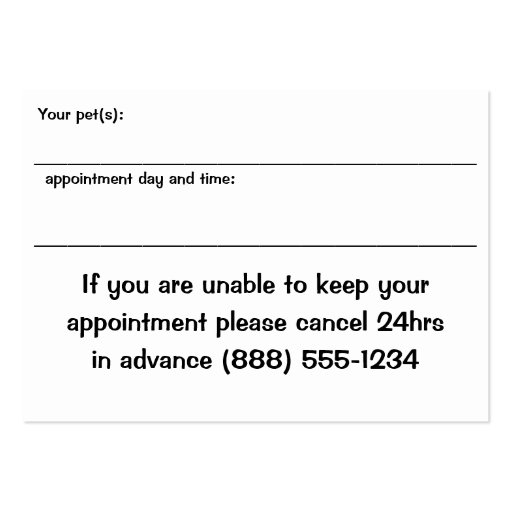 Doggie Spa Business And Appointment Card Business Cards (back side)