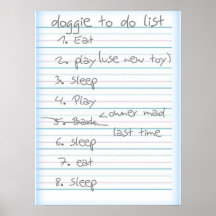 Doggie To Do List - Eat Play Sleep - Blue Poster