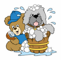 Doggy Bath Time Bear photo sculptures