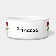 Doggy Best Friend Garden - Red Heart Flowers Dog Water Bowl