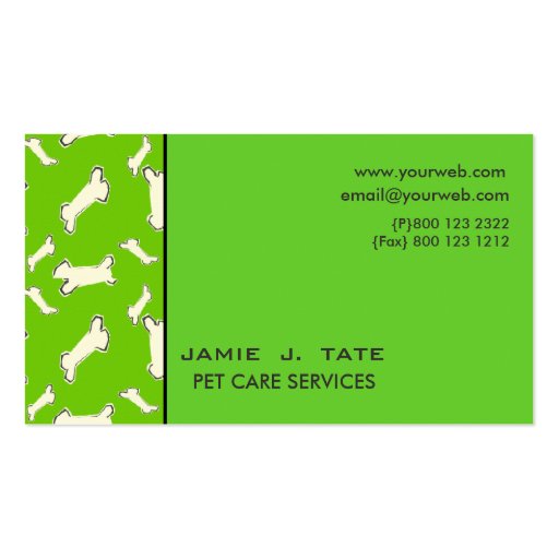 Doggy Bones Business Cards (front side)