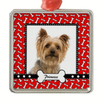 Doggy Gift - Christmas Dog Bone Red Photo Template ornaments