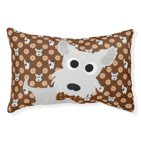 Dogs and Flowers Brown Pet Bed Small Dog Bed
