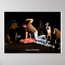 'Dogs at Manfight' 14x10 print posters