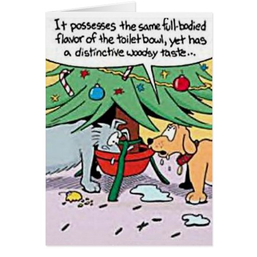 Dogs Drink Christmas Tree Water Greeting Card Zazzle