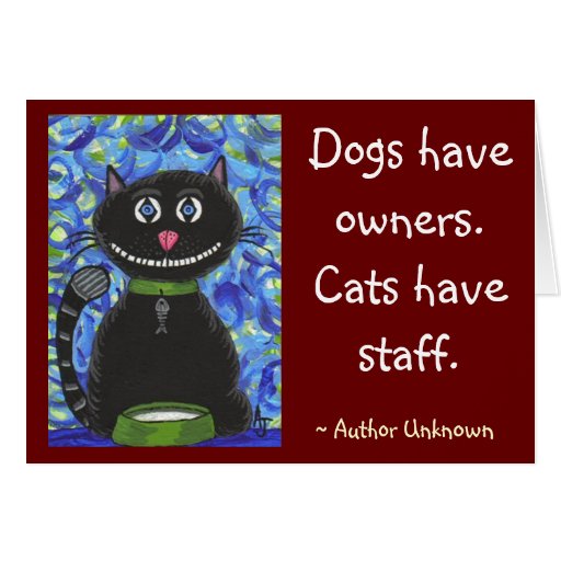 Dogs have owners. Cats have staff. - card | Zazzle