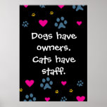 Dogs Have Owners-Cats Have Staff Posters