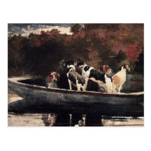 Dogs in a Boat  by Winslow Homer Post Cards