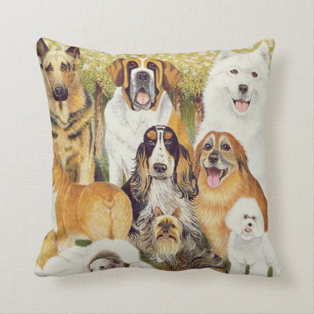 Dogs in May Throw Pillow-1