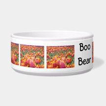 Dog's Name Food Water Bowl Tulip Flowers custom Dog Food Bowls