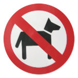DOGS NO ROAD SIGN ROUND STICKER