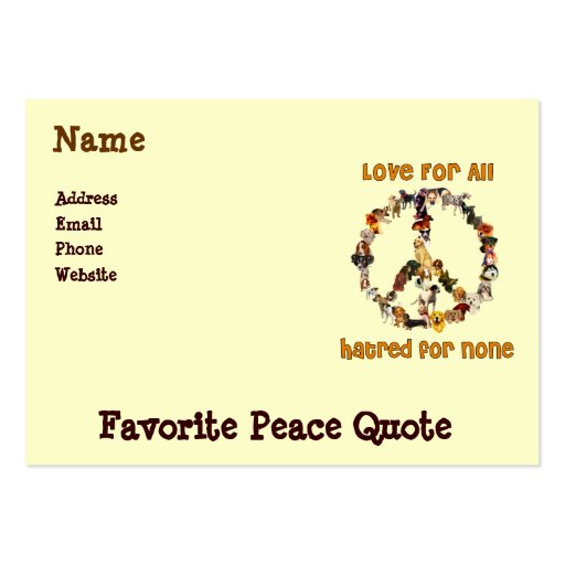 Dogs Of Peace Business Card Template (front side)