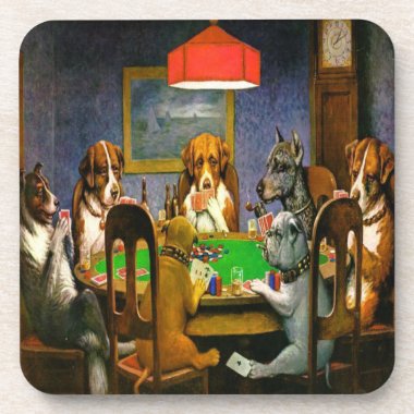 Dogs Playing Poker Cork Coasters Set 1 cork coasters