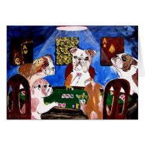 DOGS PLAYING POKER QUAD ACES cards